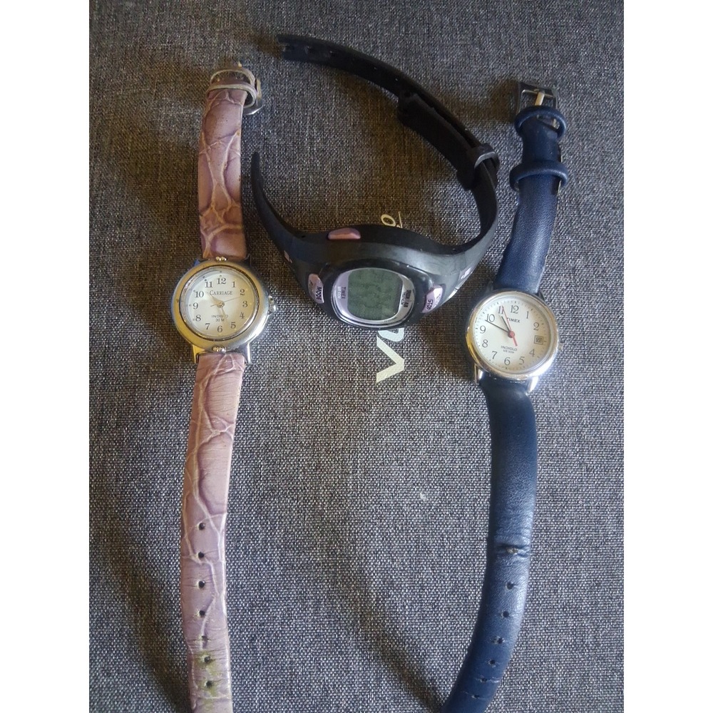3 Timex Watches All Run Bands Are Rough And Digital Band Is Broke